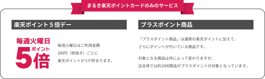 まるき楽天ポイントカードのみのサービス